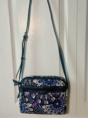 Vera Bradley Quilted Floral Crossbody Bag Purple Boho Travel Purse